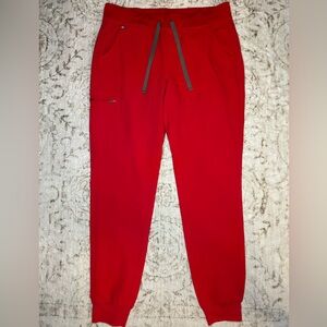 Figs Pop Red High Waist Zamora Jogger Pants PO# 1784